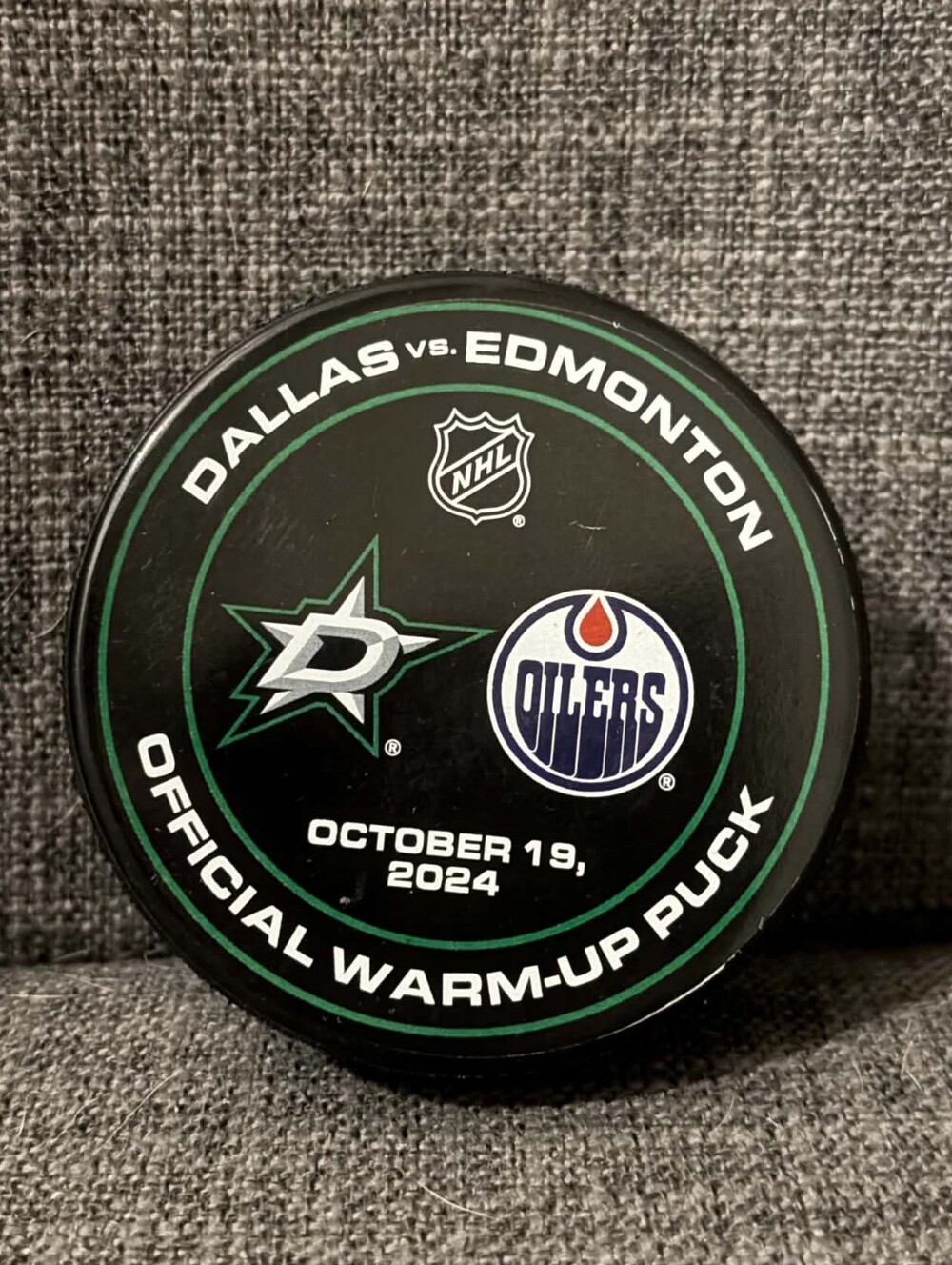 Dallas Stars vs Edmonton Oilers October 19, 2024 Official NHL Warm Up Puck